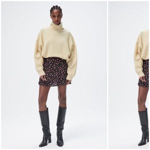 [Zara] Black Floral Skirt / Skort Size Medium NWT